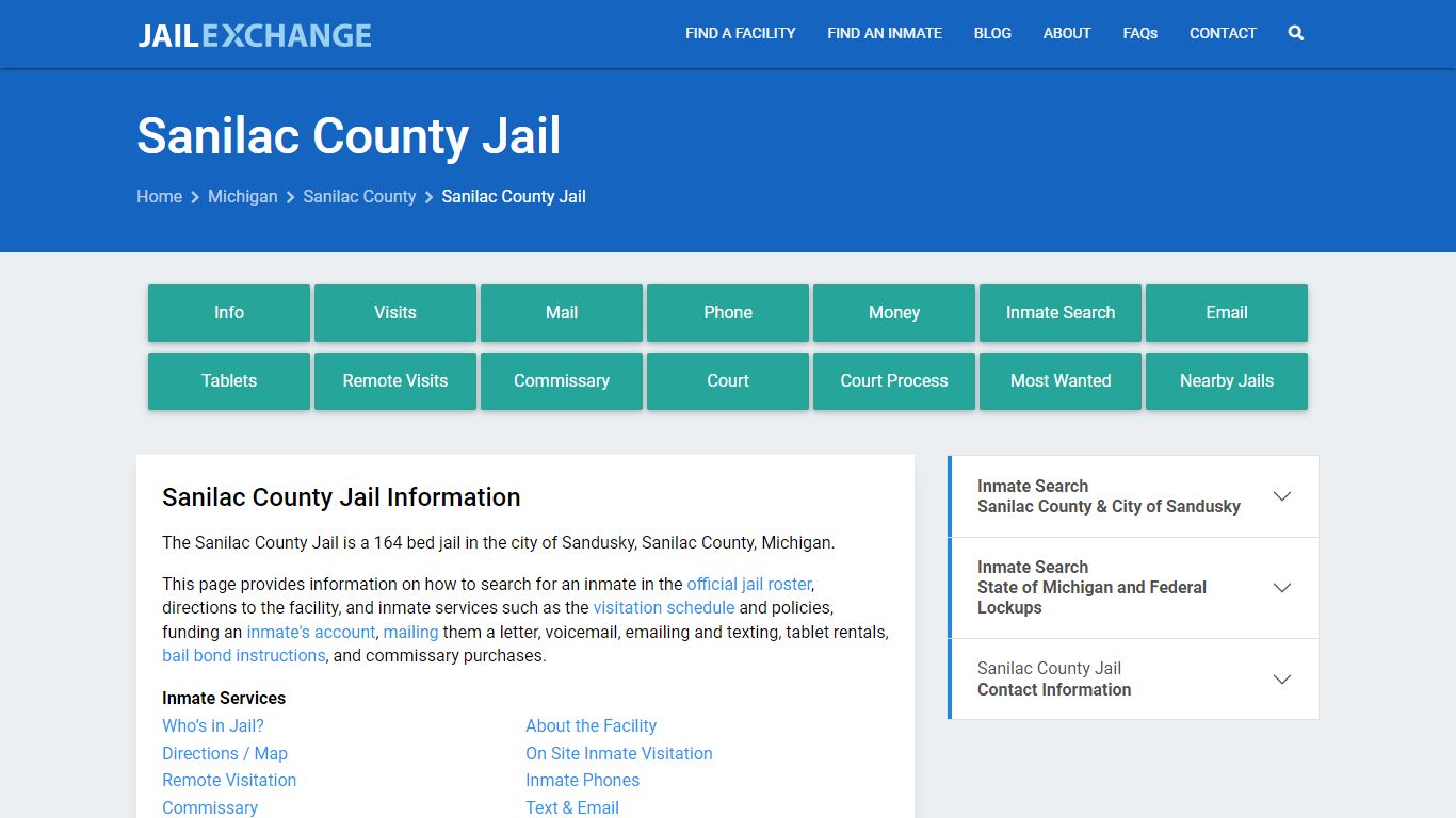 Sanilac County Jail, MI Inmate Search, Information